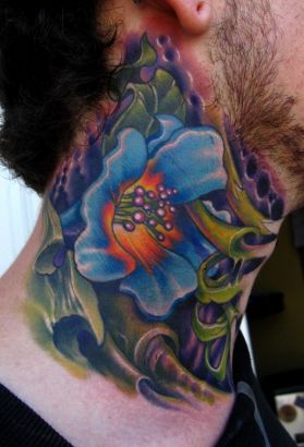 Neck Flower Tattoo Art